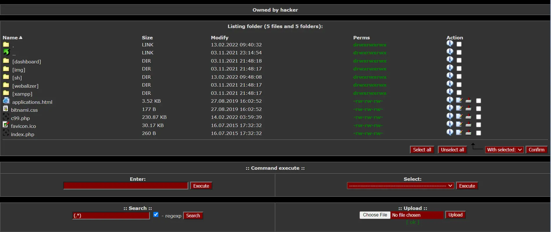 A screenshot of c99 web shell